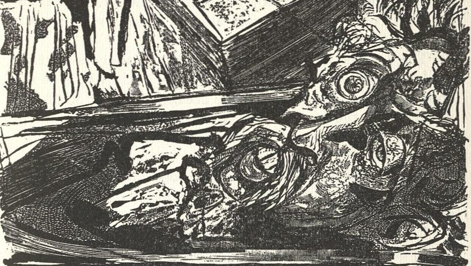 Black-and-white illustration of Count Dracula.